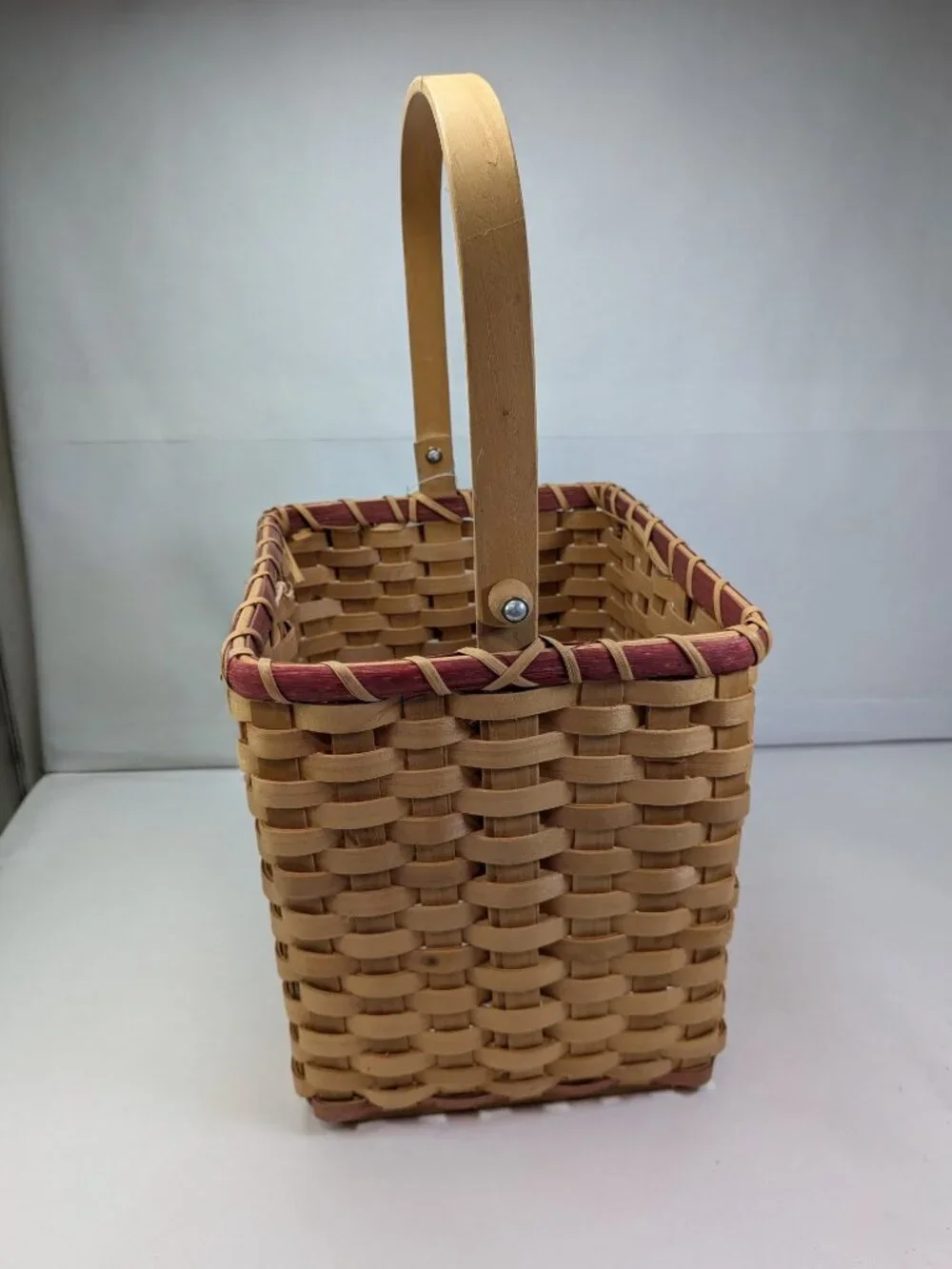 Rustic Country Farmhouse Christmas Tree Basket Drop Handle Wooden Button Star